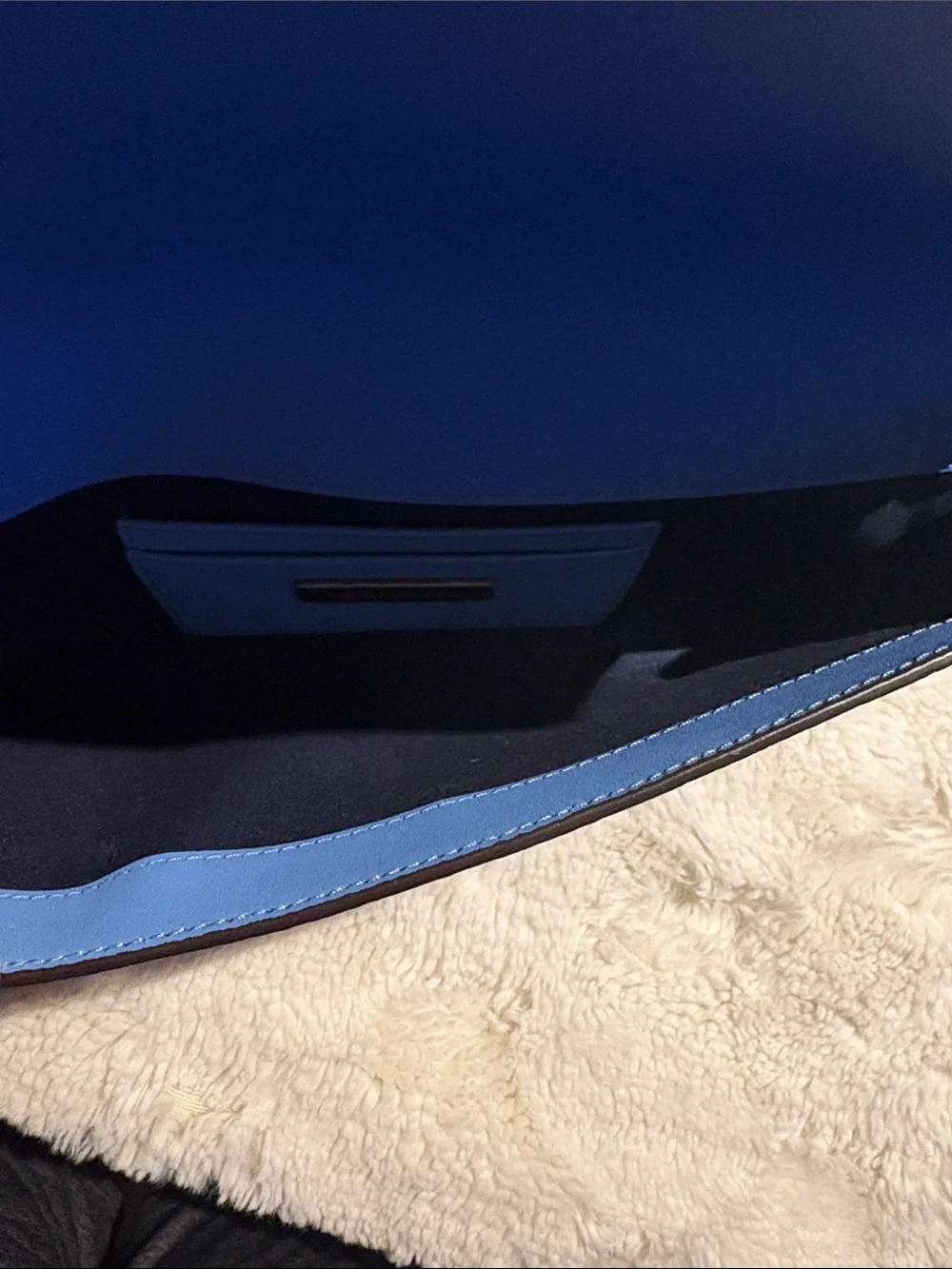 Tory Burch Blue Pebbled Leather Logo Continental Clutch